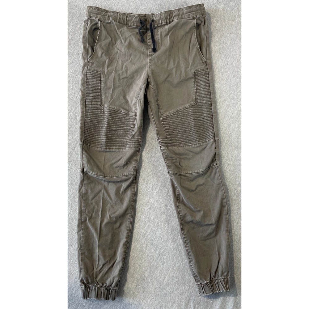 East Pointe Moto Joggers Pants Mens Large Gray Cotton Drawstring Tapered Leg
